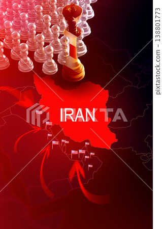 Iran USA conflict in 2026 with oil and chess pieces representing strategy Iran USA conflict in 2026 with oil and chess pieces representing strategy 138801773