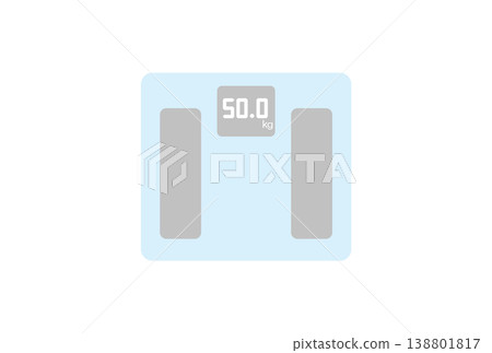 A bathroom scale (weighing scale) displaying 50 kg. A bathroom scale (weighing scale) displaying 50 kg. 138801817