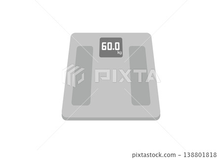 A bathroom scale (weighing scale) displaying 60 kg. A bathroom scale (weighing scale) displaying 60 kg. 138801818