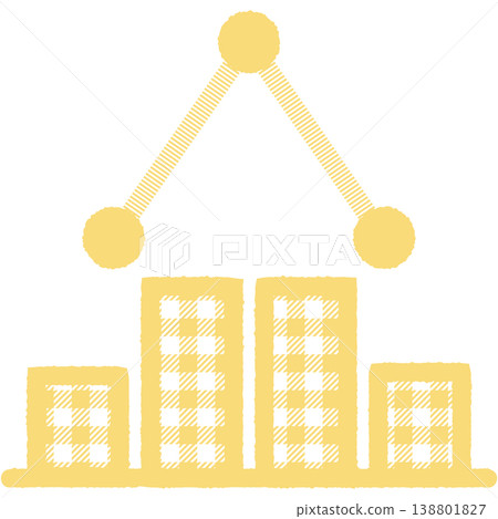 Simple line and bar graph icons, up and down, gingham check pattern. Simple line and bar graph icons, up and down, gingham check pattern. 138801827