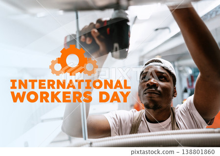 Celebration of International Workers Day on May 1 with workers engaging in various activities 138801860