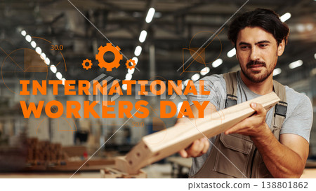 Workers in a factory celebrate International Workers Day on May 1 while engaging in their tasks Workers in a factory celebrate International Workers Day on May 1 while engaging in their tasks 138801862