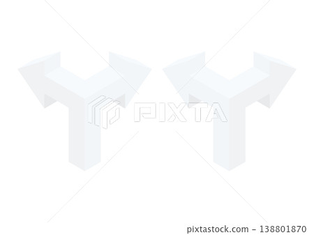 一組等距箭頭，分成兩部分（灰色）。 138801870