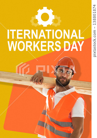 Celebration of International Workers Day on May 1 with construction worker focusing on unity Celebration of International Workers Day on May 1 with construction worker focusing on unity 138801874
