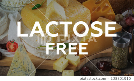Lactose gluten free cheese display with various kinds on a wooden board in a kitchen setting Lactose gluten free cheese display with various kinds on a wooden board in a kitchen setting 138801910
