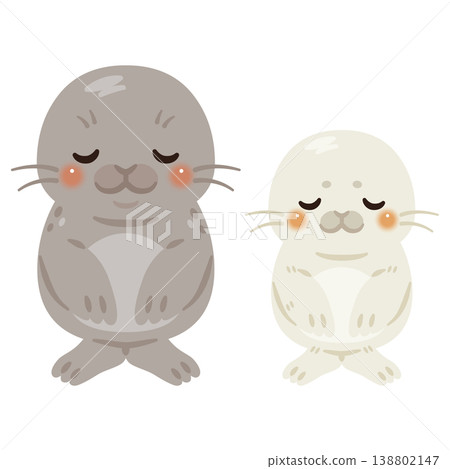 Illustration of a bowing seal family character Illustration of a bowing seal family character 138802147