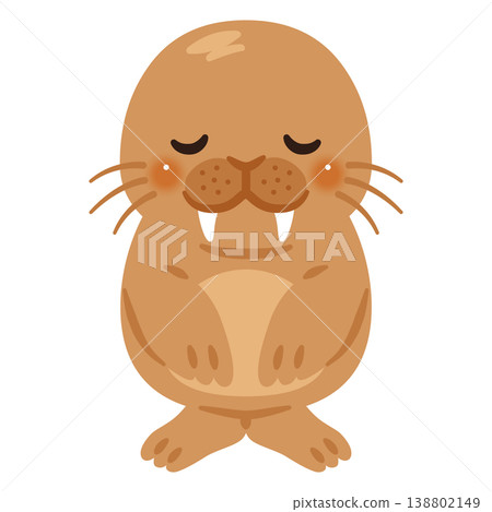 Character illustration of a bowing walrus 138802149