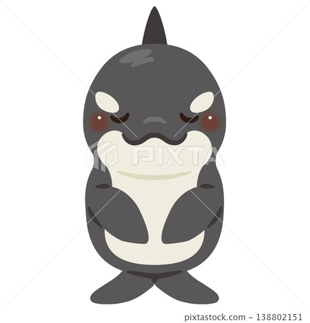Character illustration of a bowing orca Character illustration of a bowing orca 138802151