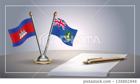 Small national flag of Colombia and British Virgin Islands flag Relation, Template Vector Illustration 138802848