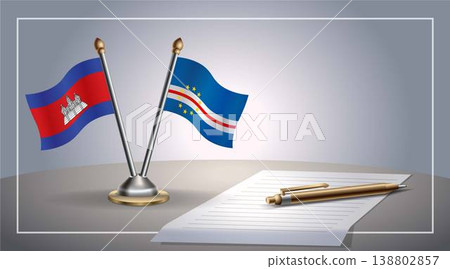 Small national flag of Colombia and Cape Verde flag Relation, Template Vector Illustration 138802857
