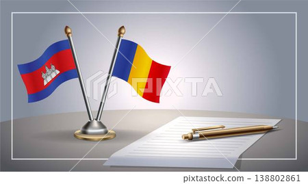 Small national flag of Colombia and Chad flag Relation, Template Vector Illustration 138802861