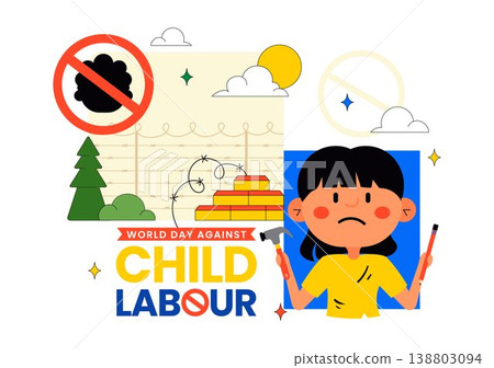 World Day Against Child Labour Vector Illustration Featuring Child Protection Awareness, Stop Exploitation Symbol and Social Justice Campaign Design World Day Against Child Labour Vector Illustration Featuring Child Protection Awareness, Stop Exploitation Symbol and Social Justice Campaign Design 138803094