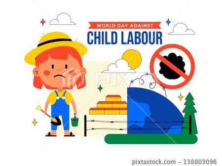 World Day Against Child Labour Vector Illustration Featuring Child Protection Awareness, Stop Exploitation Symbol and Social Justice Campaign Design World Day Against Child Labour Vector Illustration Featuring Child Protection Awareness, Stop Exploitation Symbol and Social Justice Campaign Design 138803096