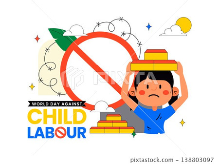 World Day Against Child Labour Vector Illustration Featuring Child Protection Awareness, Stop Exploitation Symbol and Social Justice Campaign Design World Day Against Child Labour Vector Illustration Featuring Child Protection Awareness, Stop Exploitation Symbol and Social Justice Campaign Design 138803097