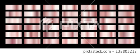 Gold gradients and copper Foil. Metallic Palette and swatch degrade strip. Features shiny rose Gold backgrounds. Vector illustration Gold gradients and copper Foil. Metallic Palette and swatch degrade strip. Features shiny rose Gold backgrounds. Vector illustration 138803212