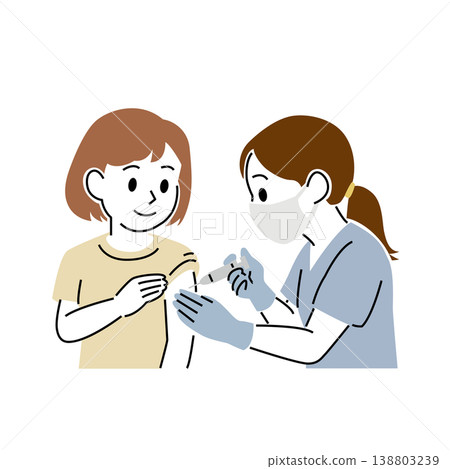 A nurse gives a simple injection to a female patient. 138803239