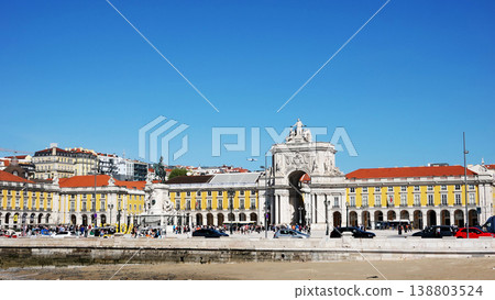Commerce Square in Lisbon under a Clear Blue Sky, Portugal Commerce Square in Lisbon under a Clear Blue Sky, Portugal 138803524