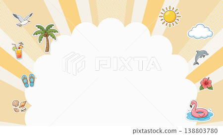 Summer-themed illustration with a radially spreading background - AI-generated material 138803780