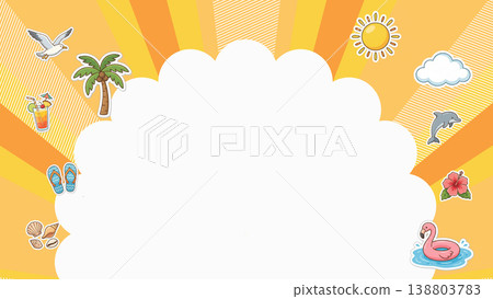 以夏季為主題的插畫,背景呈放射狀擴散-人工智慧生成素材 以夏季為主題的插畫,背景呈放射狀擴散-人工智慧生成素材 138803783