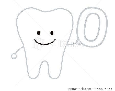 A smiling tooth character with the number zero in it. A smiling tooth character with the number zero in it. 138803833