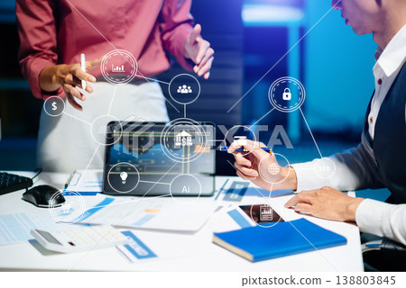 Co working process, team working.Coding software developer work with AR new design dashboard computer icons.team business concept 138803845