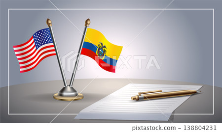 Small national flag of Colombia and Ecuador flag Relation, Template Vector Illustration 138804231