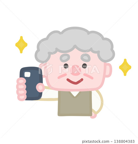 一位老人舉著他的智慧型手機 138804383