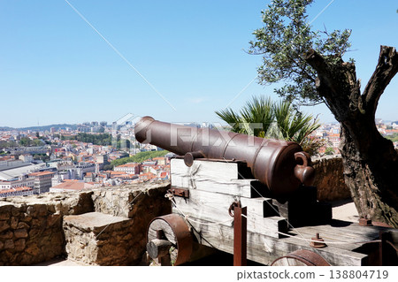 Historic Cannon Overlooking Lisbon from Sao Jorge Castle 138804719