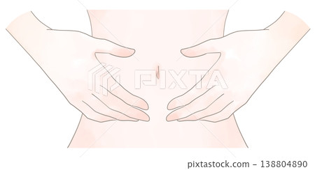 Illustration of a hand on the stomach Illustration of a hand on the stomach 138804890