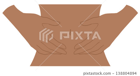 Illustration of a hand on the stomach Illustration of a hand on the stomach 138804894