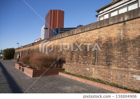Sumida River Waterfront Terrace Brick Wall Sumida River Waterfront Terrace Brick Wall 138804906