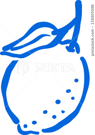 Hand drawn Lemon Outline with stem and leaf Whimsical Doodle 138805086