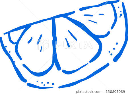 Hand drawn Lemon Outline with stem and leaf Whimsical Doodle 138805089