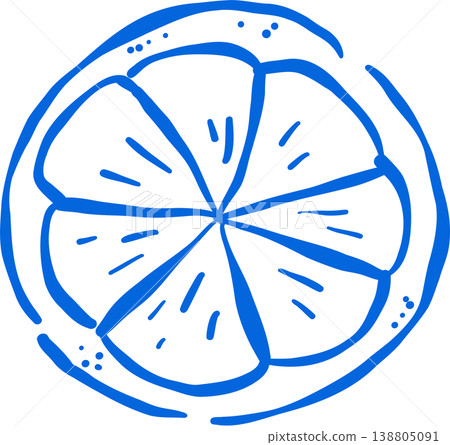 Hand drawn Lemon Outline with stem and leaf Whimsical Doodle 138805091