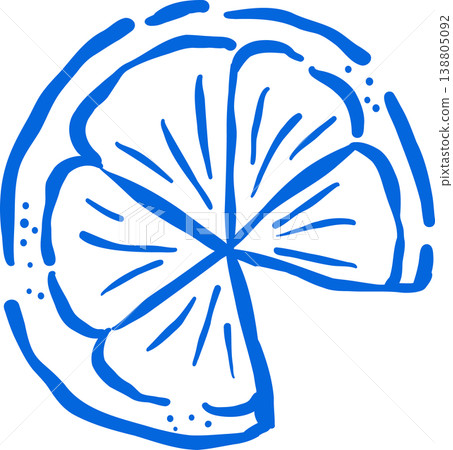 Hand drawn Lemon Outline with stem and leaf Whimsical Doodle 138805092