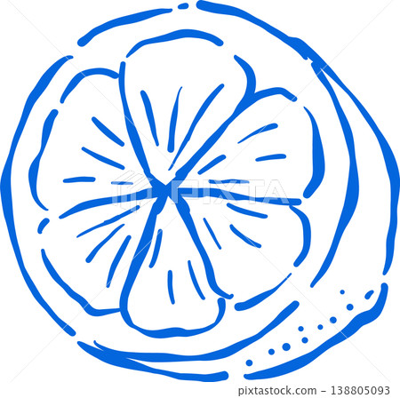 Hand drawn Lemon Outline with stem and leaf Whimsical Doodle 138805093