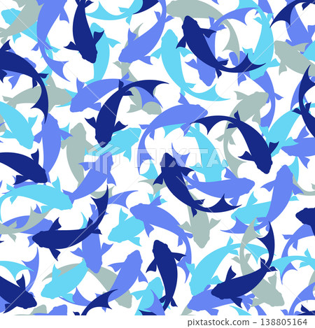 Abstract seamless pattern composed of fish, Abstract seamless pattern composed of fish, 138805164
