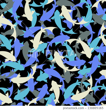 Abstract seamless pattern composed of fish, Abstract seamless pattern composed of fish, 138805165