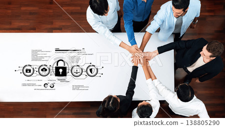 Collaborative Group Meeting with Team Members Emphasizing Security and Connection in Modern Workspace Environment Trope 138805290