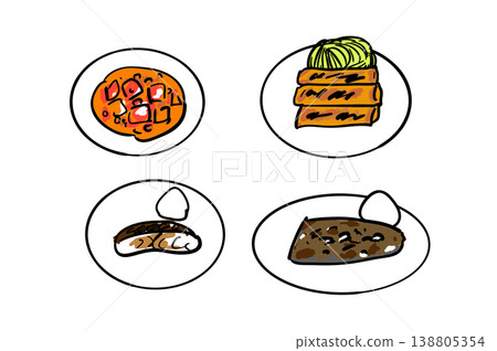 麻婆豆腐、烤鯖魚、照燒鱈魚、春捲 麻婆豆腐、烤鯖魚、照燒鱈魚、春捲 138805354