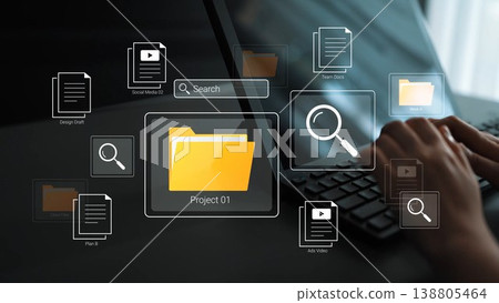 Hands Using Laptop with Digital Interface of Project Management and File Organization in Modern Workspace Environment Gluon Hands Using Laptop with Digital Interface of Project Management and File Organization in Modern Workspace Environment Gluon 138805464