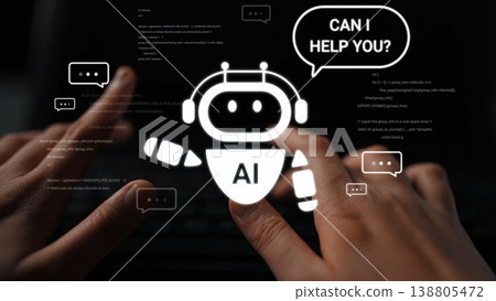 AI Assistant Concept with Hands Typing on Keyboard and Chat Bubbles in Background, Emphasizing Communication and Technology in Digital Era Gluon AI Assistant Concept with Hands Typing on Keyboard and Chat Bubbles in Background, Emphasizing Communication and Technology in Digital Era Gluon 138805472