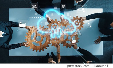 Collaborative Business Strategy with Innovative Technology and Data Integration Utilizing Cloud Computing and Gears for Future Growth and Development. Raster Collaborative Business Strategy with Innovative Technology and Data Integration Utilizing Cloud Computing and Gears for Future Growth and Development. Raster 138805510