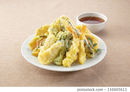 Assortment of spring tempura Assortment of spring tempura 138805611