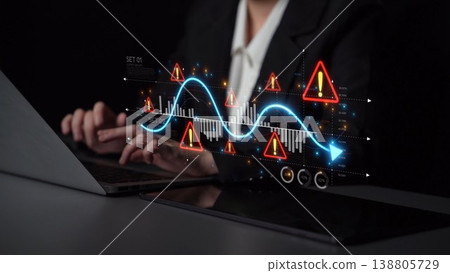 Economic Caution and Risk Alert in Volatile Market with Financial Warning Muxer 138805729