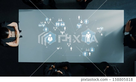 Business Meeting with Data Visualization Graphic Representing Network Connections and Team Dynamics in a Modern Office Environment Gluon Business Meeting with Data Visualization Graphic Representing Network Connections and Team Dynamics in a Modern Office Environment Gluon 138805818