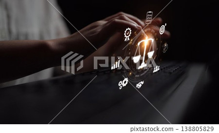 Digital law interface displaying justice scale, highlighting digital law Muxer Digital law interface displaying justice scale, highlighting digital law Muxer 138805829