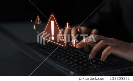 Cybersecurity warning icon with glowing red alert symbol Marrow Cybersecurity warning icon with glowing red alert symbol Marrow 138805851