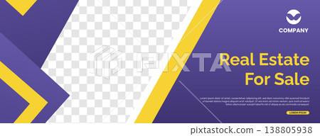 Real Estate For Sale Banner - Modern Purple And Yellow Property Sale Advertisement Template Real Estate For Sale Banner - Modern Purple And Yellow Property Sale Advertisement Template 138805938