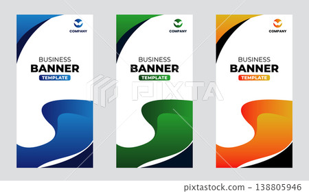 Set of Vertical Business Banner Template. Modern Graphic Design with Abstract Gradient. Set of Vertical Business Banner Template. Modern Graphic Design with Abstract Gradient. 138805946